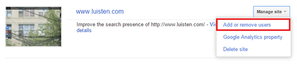 Webmaster Tools - Add or remove users
