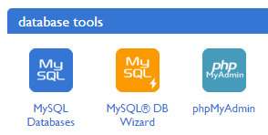 PhpMyAdmin in Bluehost's CPanel.